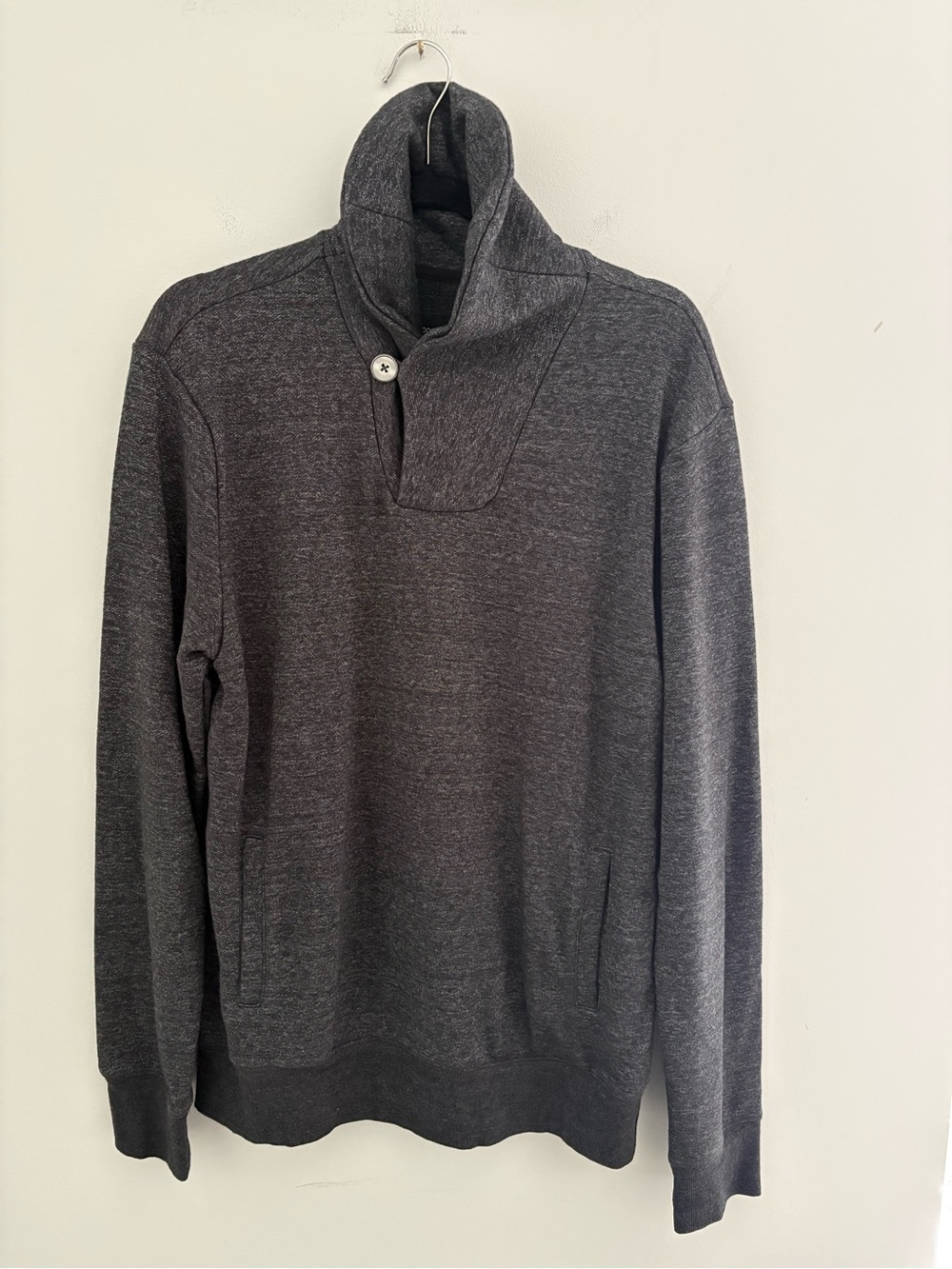 Men's Dark Grey Funnel Neck Pullover Sweater Size L